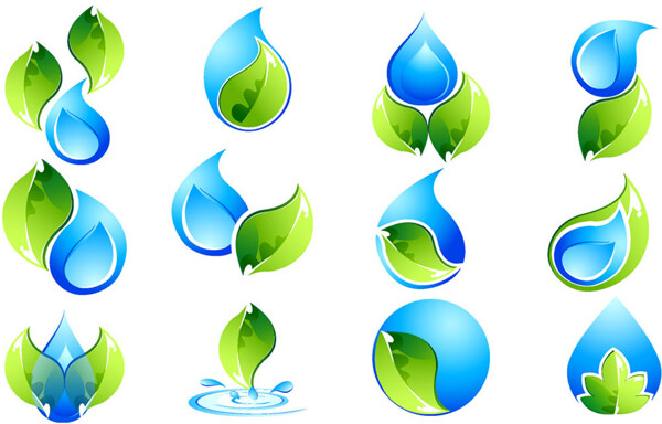 环保绿叶水滴标志图片