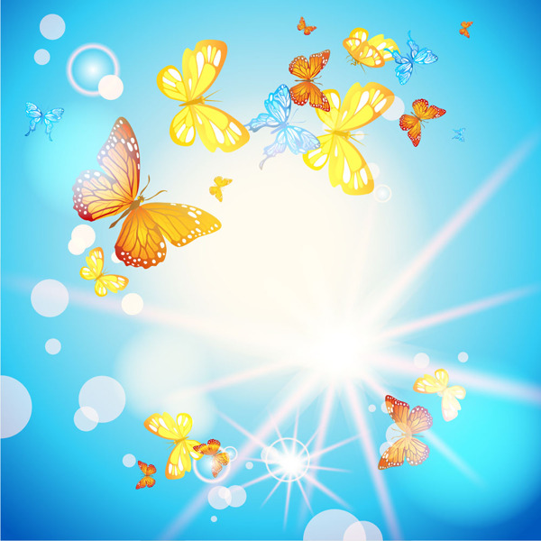 夏日阳光蝴蝶背景图片