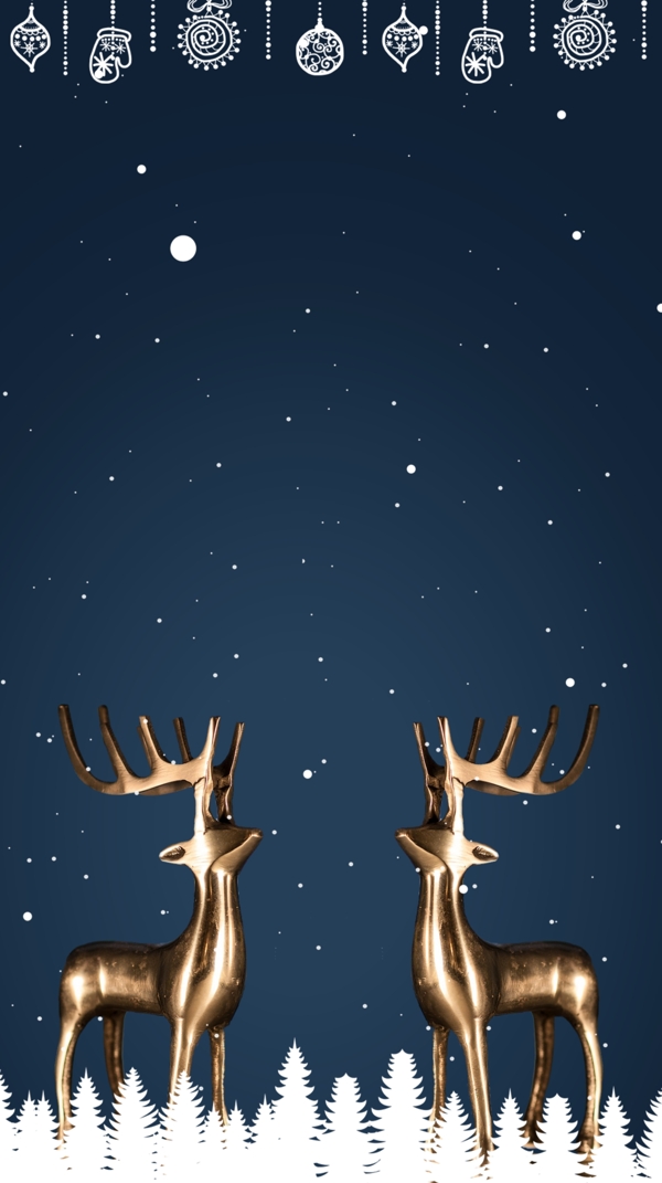蓝色麋鹿圣诞节背景设计