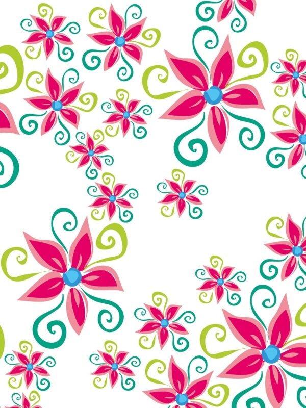 传统 欧式俄式花卉底图底纹  图案背景贴图 五瓣花满天