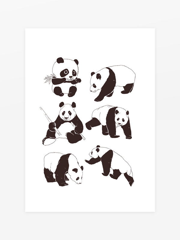 手绘熊猫插画