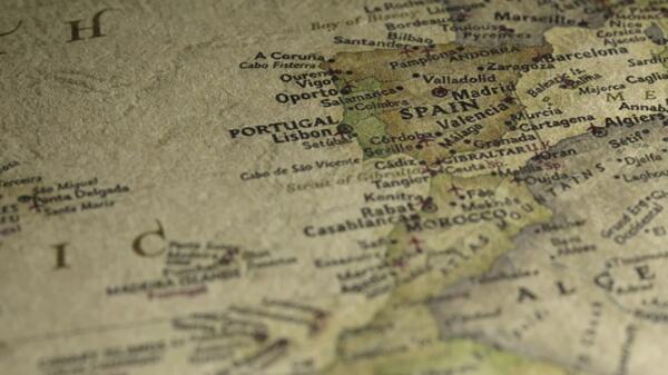 老式地图泛到西班牙