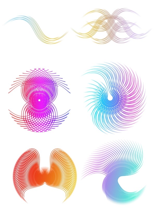 科技感漸變線條透明底可商用素材