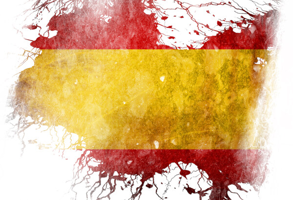 西班牙国旗与墨迹喷溅图片