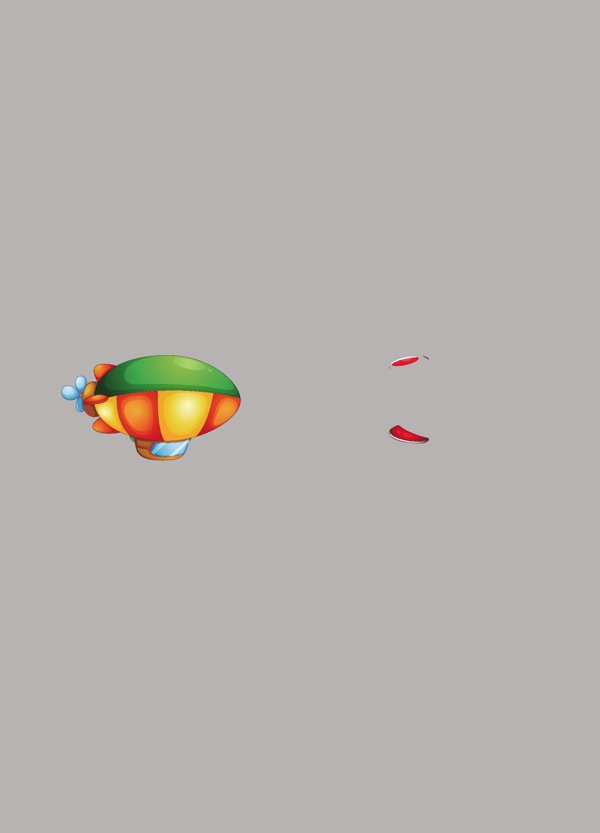 卡通矢量热气球和降落伞素材设计