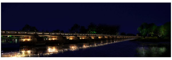 桥夜景效果图
