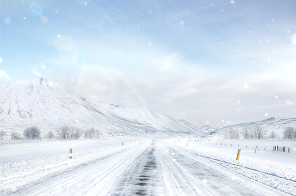 冬日里的道路风景图片