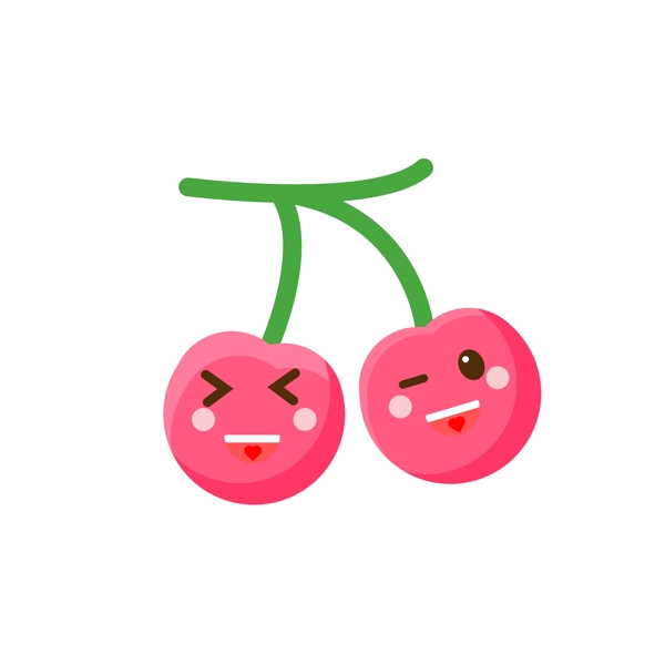 蔬菜水果樱桃粉色可爱卡通形象手绘