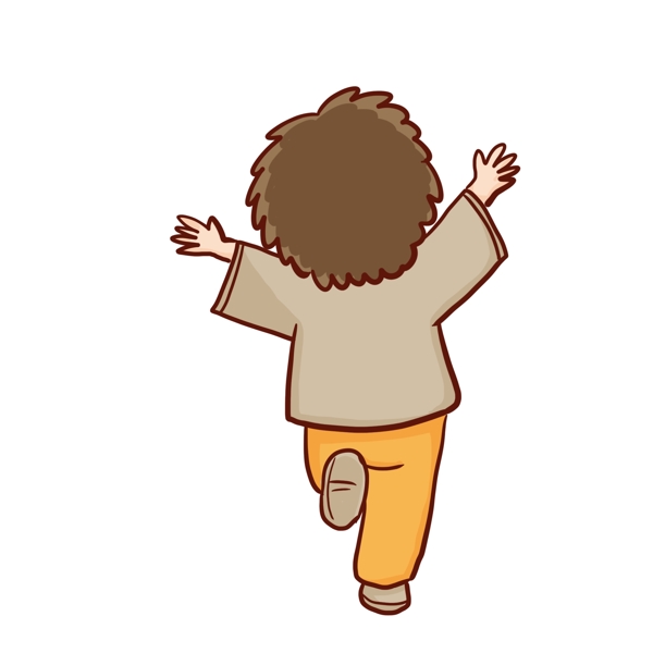 卡通开心奔跑的小男孩人物背影设计