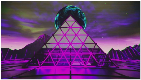 紫色金属字塔潮流骷髅背景视频素材