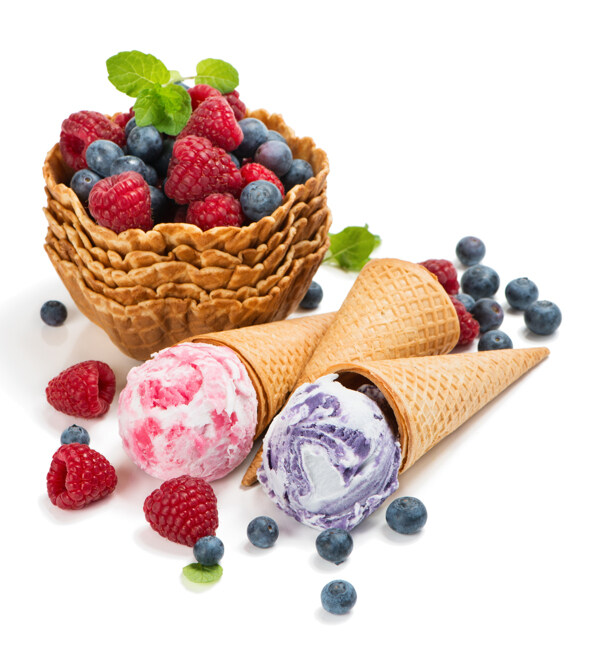 糕点冰淇淋浆果覆盆子蓝莓