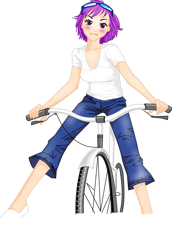 插图插画运动骑车时尚女孩