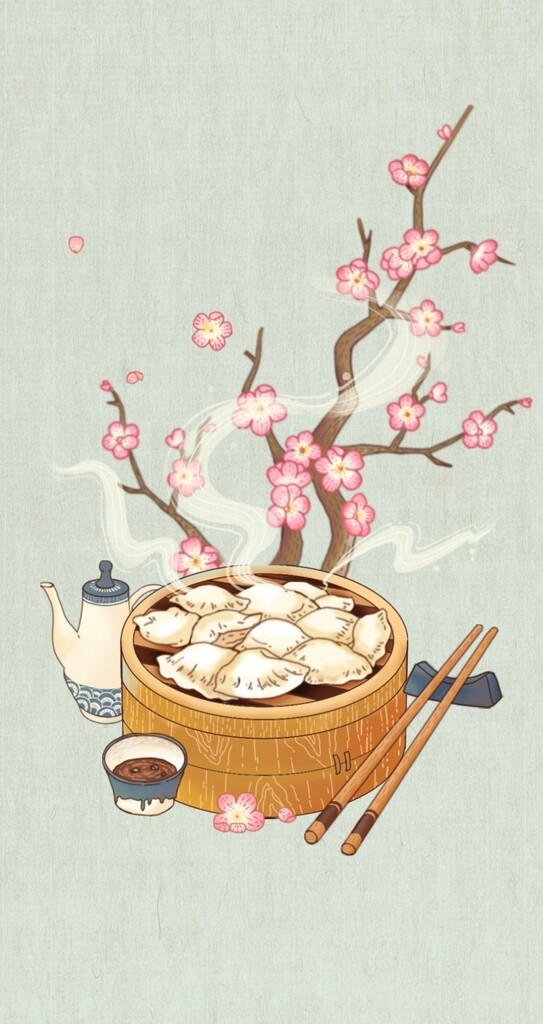 冬至饺子插画图片