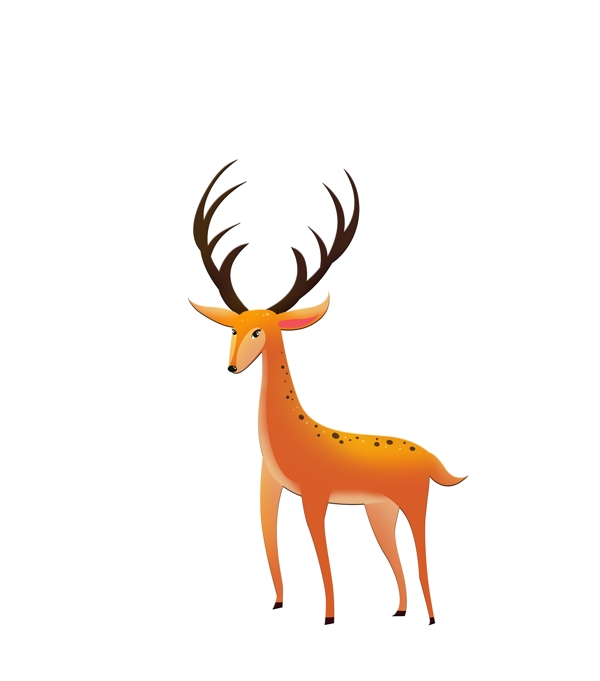 手绘可爱梅花鹿动物设计