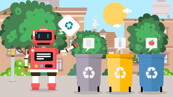 爱护环境之机器人垃圾分类教育科普