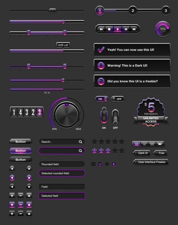 紫色网页UI装饰元件