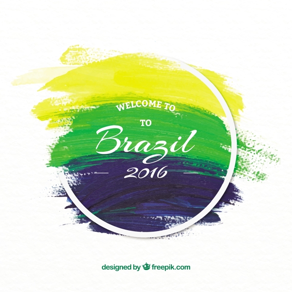 巴西奥运会2016毛笔笔刷背景矢量图