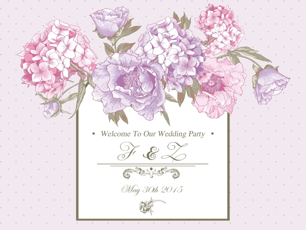 婚礼背景花绣球紫色粉色图片