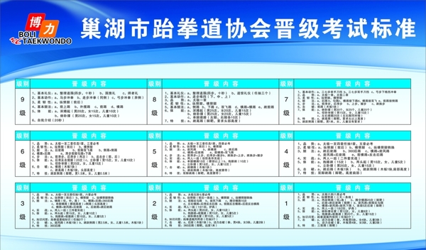 跆拳道协会晋级考试标准