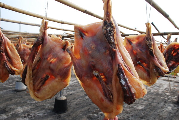 中国风民间小食腊鸭图晒腊味