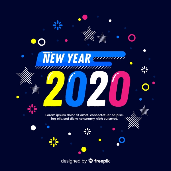 彩色2020新年艺术字
