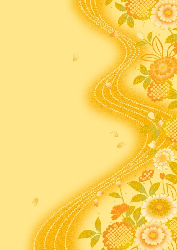 富丽金色花朵叶子曲线背景