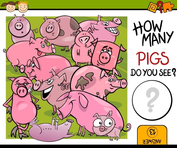 卡通小猪矢量动物素材