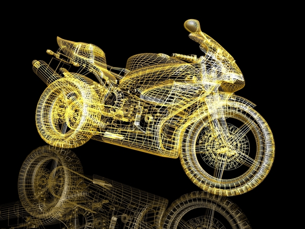 黄色立体摩托车图片