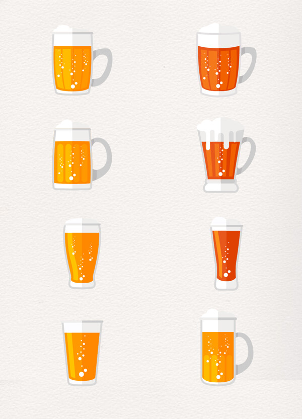 矢量8组啤酒卡通设计