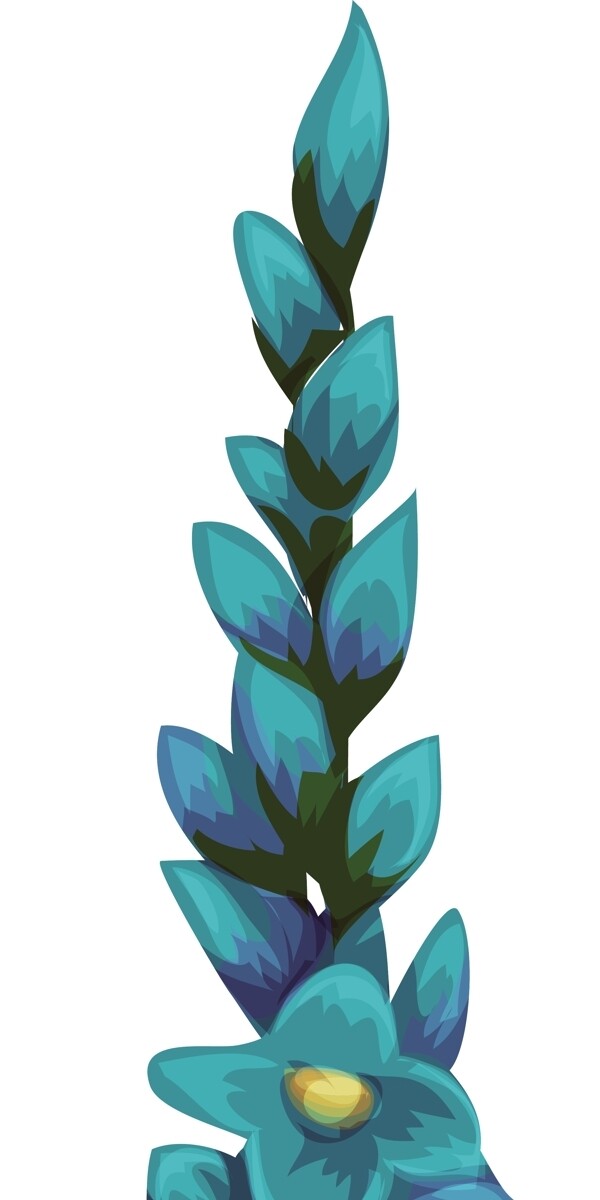 蓝色花朵卡通植物矢量素材