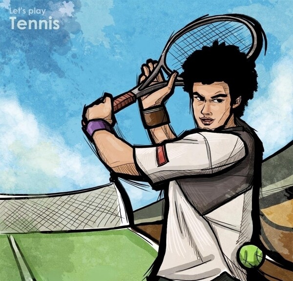 漫画网球体育比赛图片