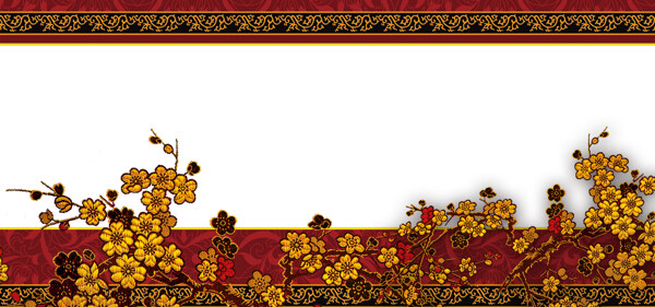 古式围墙黄色菊花banner背景