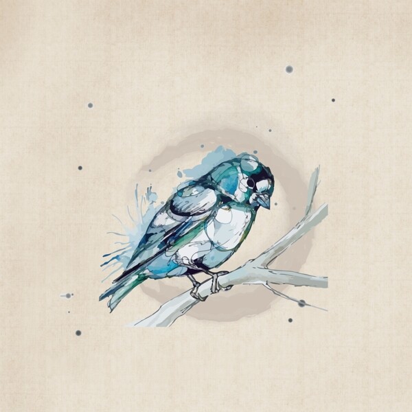 印花矢量图水彩鸟类专题艺术效果水彩免费素材