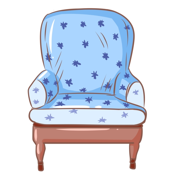 蓝色单人沙发插画