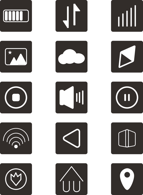 手机图标icon黑白简约可商用元素