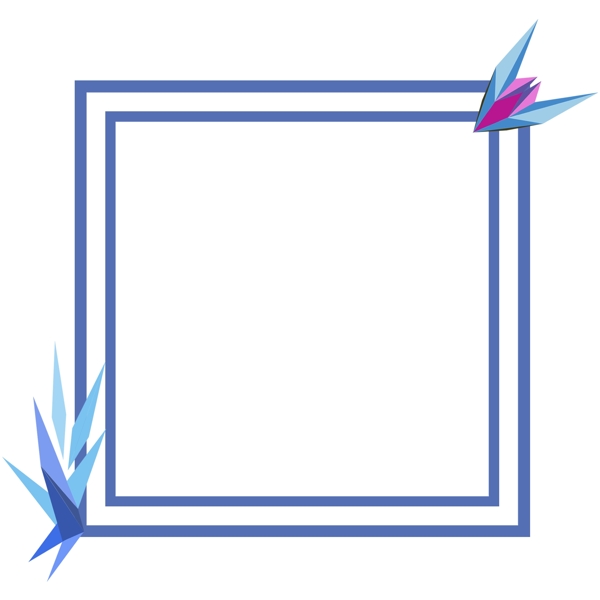色块化风格蓝色边框元素多边形几何