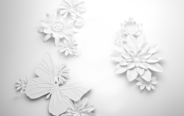 白色纸艺雕花素材