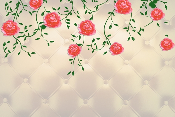 3D软包玫瑰花图片