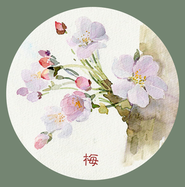 位图中国风植物花朵几何免费素材
