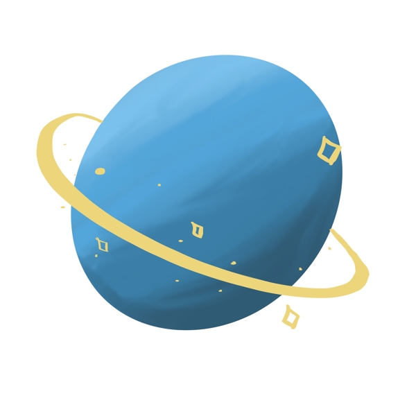 蓝色手绘圆星球元素