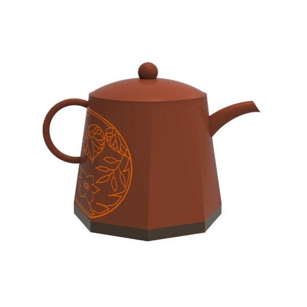 砖红色茶壶免抠素材