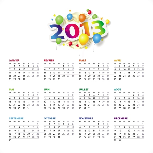 2013年日历与立体字设计