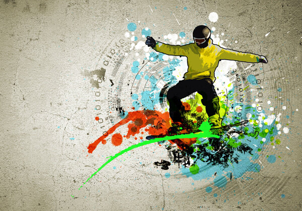 滑雪运动员插画图片