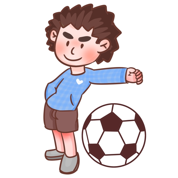儿童节踢足球的男孩手绘
