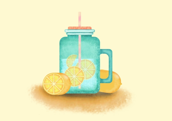 插画插图柠檬水
