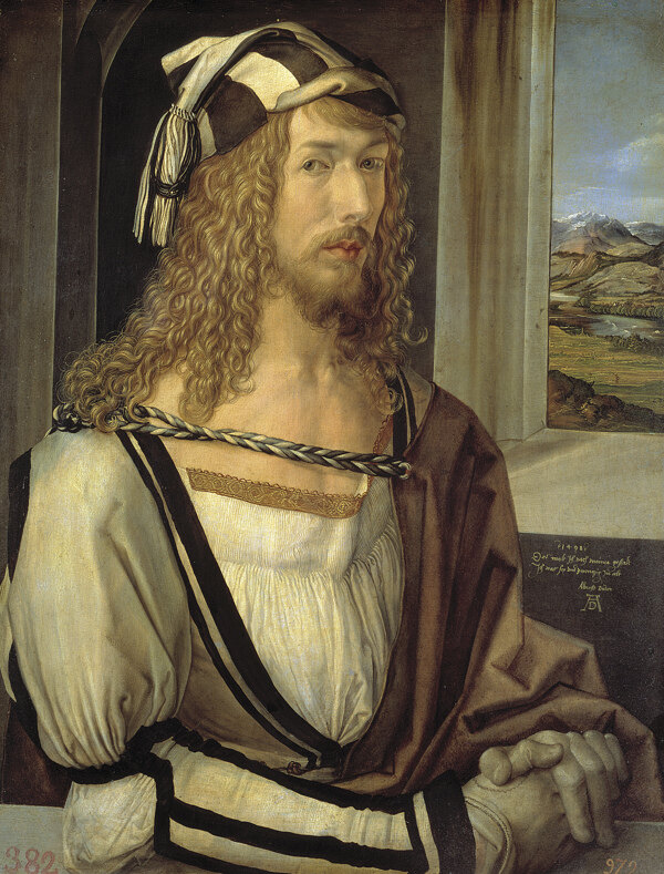 DurerAlbrechtSelfportrait1498德国画家阿尔弗雷德丢勒AlbrechtDrer人物肖像油画装饰画油画