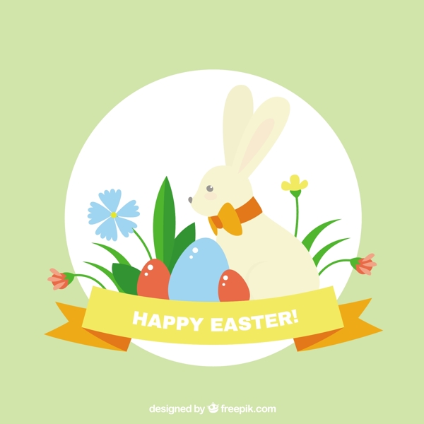 复活节背景与兔子和彩色蛋