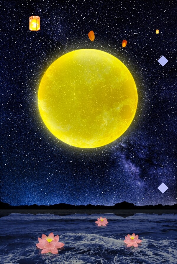 中秋节超大圆月亮背景图片