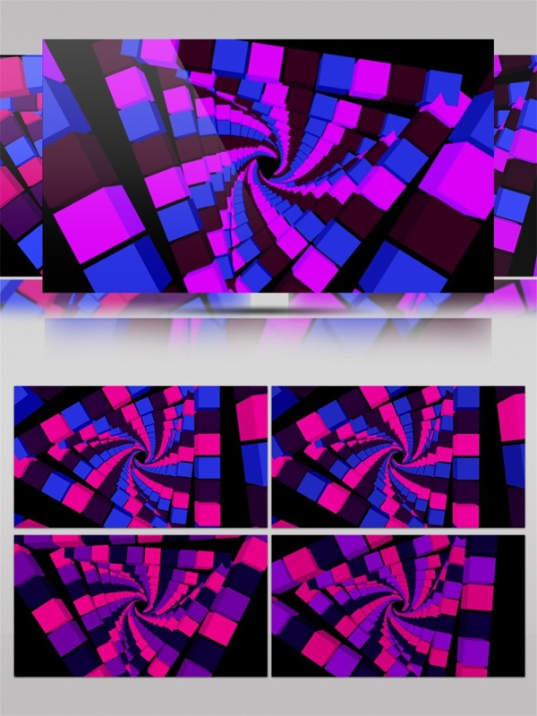 紫粉数字方块高清视频素材