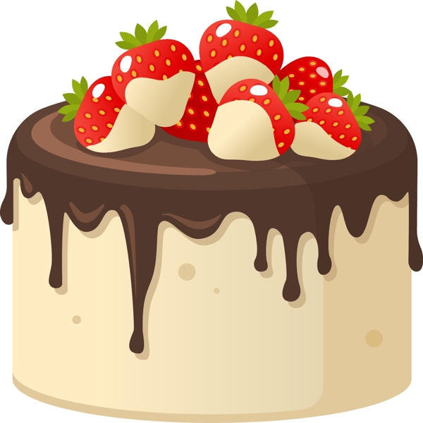 矢量草莓蛋糕元素